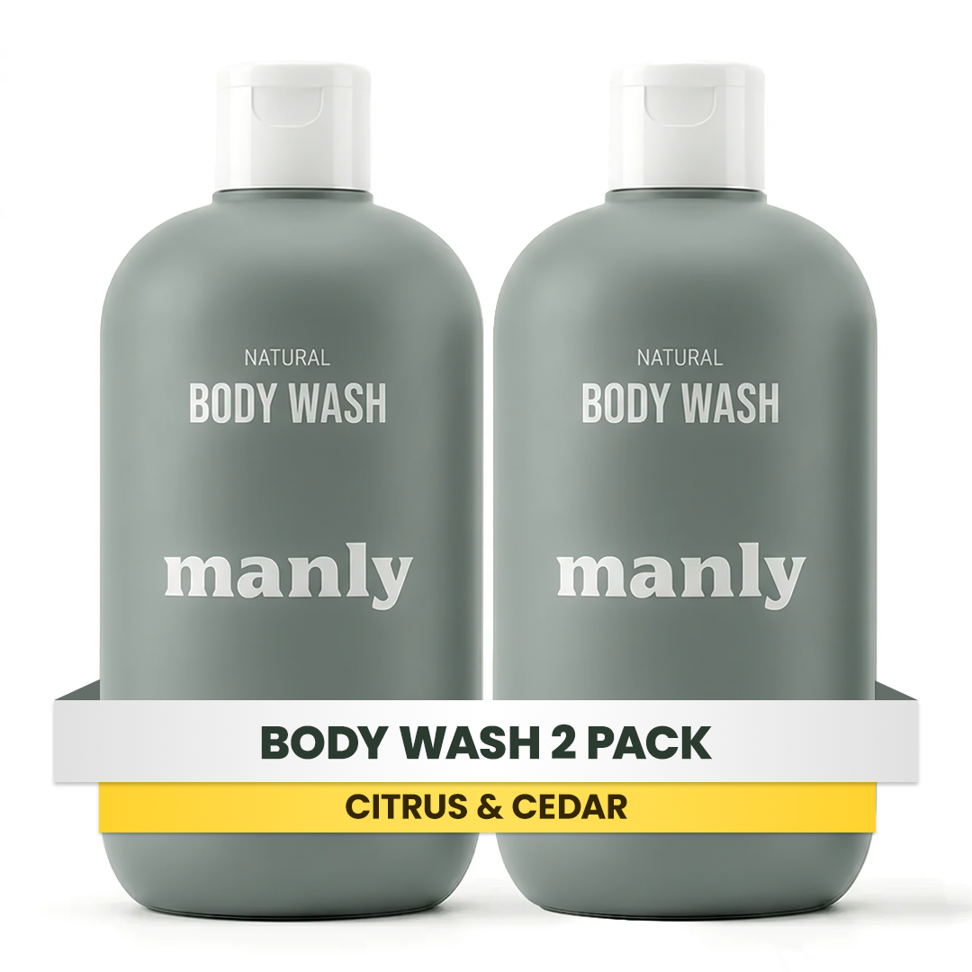 MANLY Natural Body Wash for Teen Boys — 72-Hour Odor Protection, Sensitive Skin Safe, Sulfate & Paraben Free, with Kakadu Plum & Coconut Oil - Citrus & Cedar (10.15oz, 2 Pack)